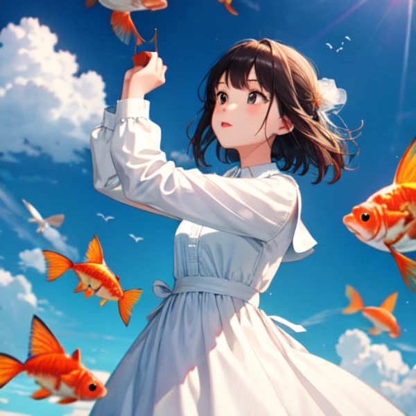 空飛ぶ金魚と少女