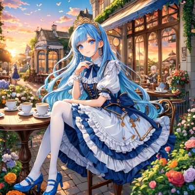 夕暮れのカフェ