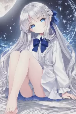 青い目と白い髪の女の子