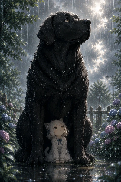 白猫と黒犬・梅雨