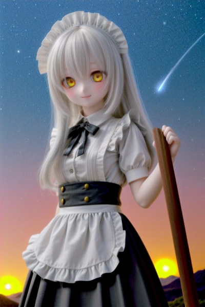 【星空とメイドの少女】