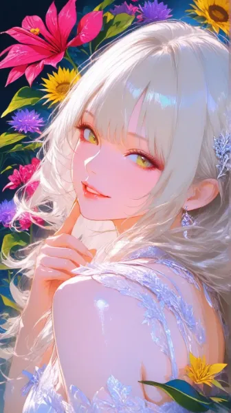 誕生花とドレスの女性(8月8日,誕生花)