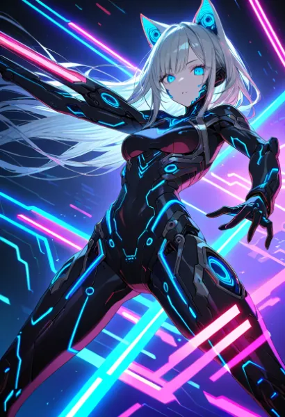 ネコミミのサイボーグ少女