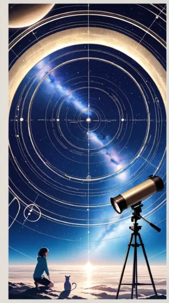 望遠鏡とホロスコープ(抽象画風)