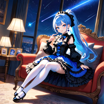 夜の素敵な青髪さん