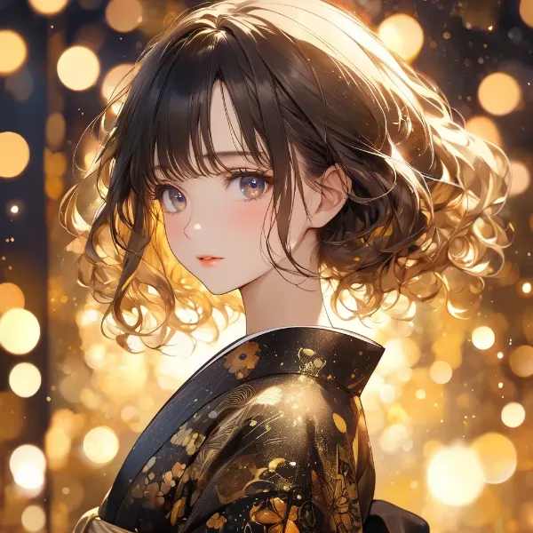 金色の着物に輝く少女