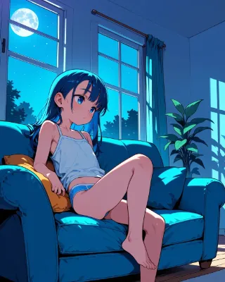 月夜のソファ