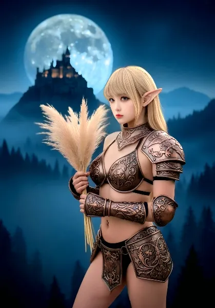 月下のエルフ戦士と秘宝の草