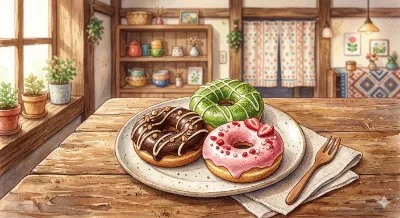 チョコドーナツ！抹茶ドーナツ！いちごドーナツ　だにゃん！