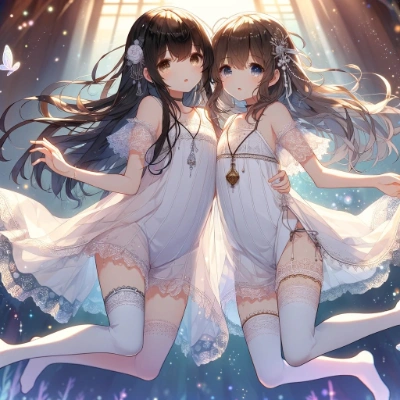 （DALL-E3）身を寄せ合う深海姉妹