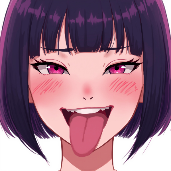 【舌フェチ素材】舌を出した黒髪の女の子(leonardo.ai)