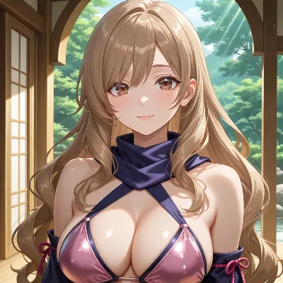 木漏れ日に微笑む金髪の美女