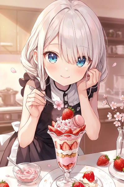 春色のいちごパフェ、Geminiにて加筆修正（;＾ω＾）