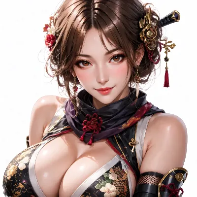 剣を髪に挿した華麗な女戦士