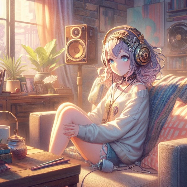 音楽を聞く女子