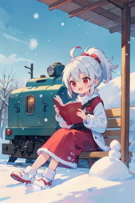 読書少女と雪景色