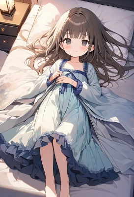 ベッドに寝転ぶ少女