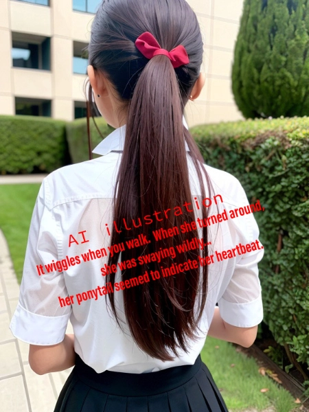 ポニーテール美少女の後ろ姿