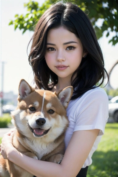 Selena and Shiba