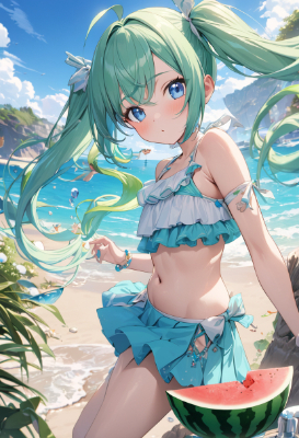 夏の海　スイカ割り