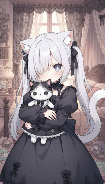 メカクレのゴスロリ猫耳少女