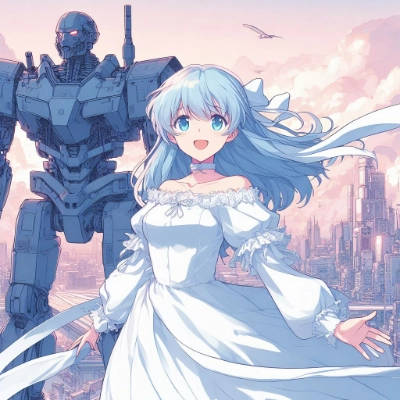 巨大ロボと白い少女
