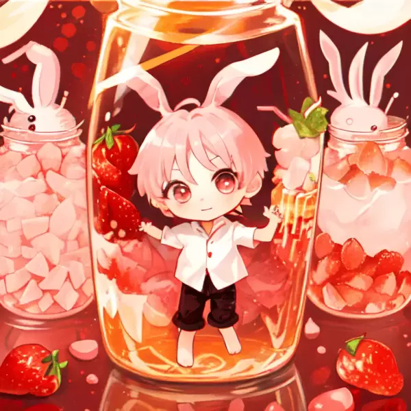 うさぎのいちごソーダ漬け