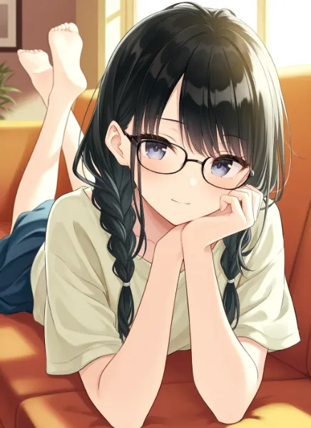 眼鏡少女の午後の秘密の休息