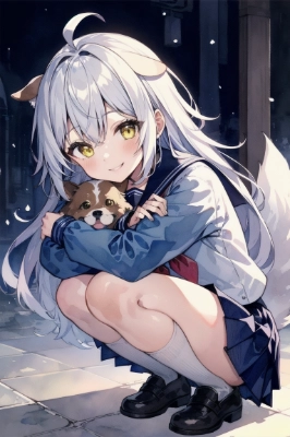 犬耳少女と仔犬
