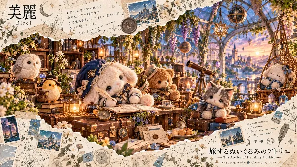 星降る温室で夢を綴る旅するぬいぐるみ