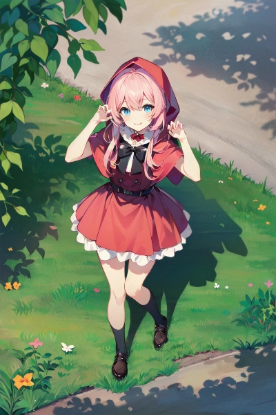 ピンク髪の赤ずきん
