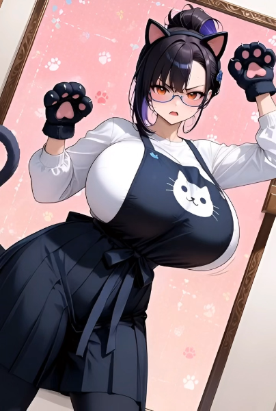 猫耳メイドのいたずらポーズ(動画)