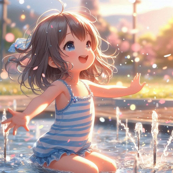 噴水のお池楽しー！