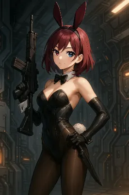 【過去画像リメイク企画 8】 バニーガールと機関銃