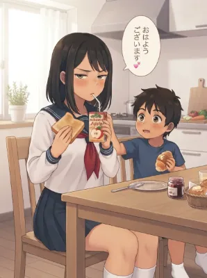 姉弟の朝食