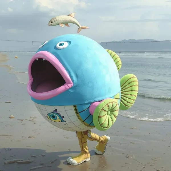 謎の魚、深海の王、お供を連れて陸に上がる