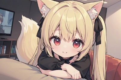 こちらの様子を伺う狐娘