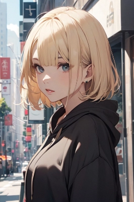 金髪ボブ子　パーカー