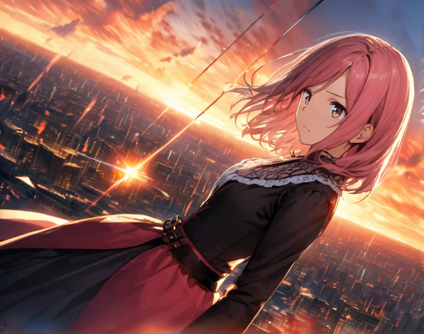 遠くで街が燃えている