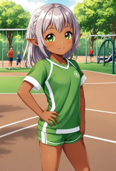 運動場のダークエルフちゃん