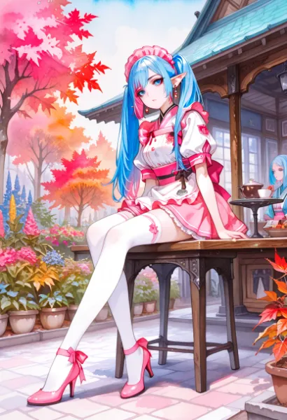 紅葉の奥と光の広がり