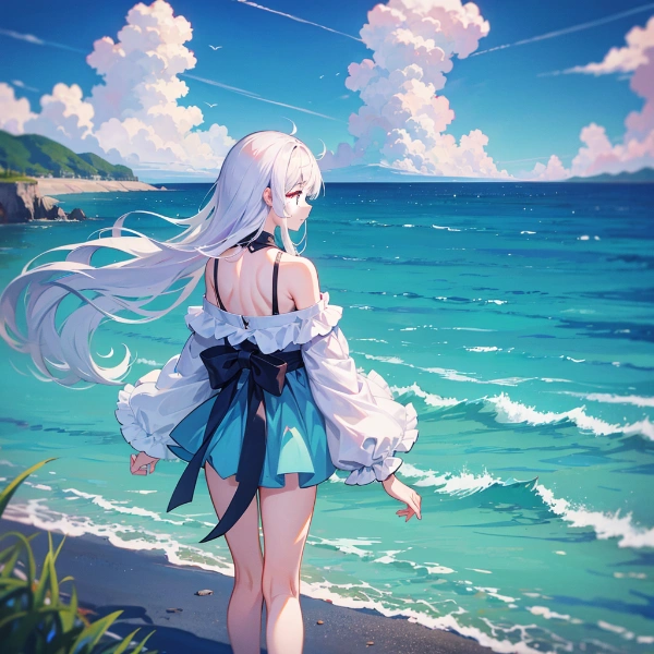 海と少女と入道雲