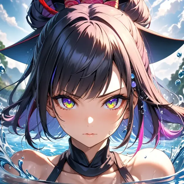 水辺の紫瞳少女