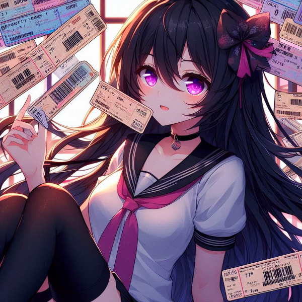 チケットと、黒髪ロング少女★(18枚)