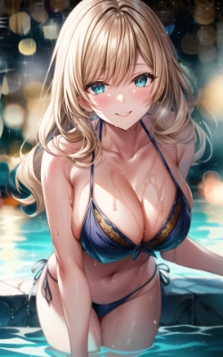 おや？君も眠れなくて泳ぎに来たのかい❓