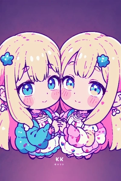 お揃いコーデの金髪姉妹