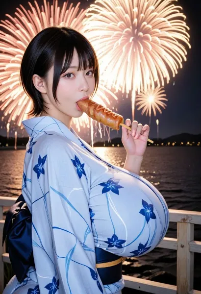 花火の夜に浴衣で味わう夏の甘さ