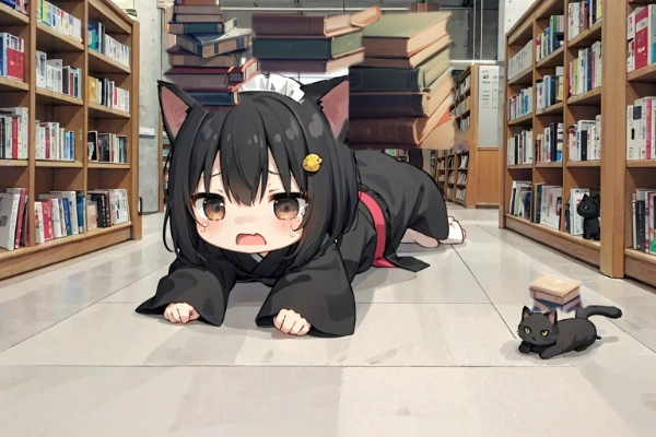 本の下敷きニャー＞＜