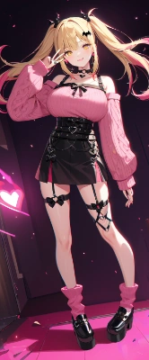 肩見せガーリー私服　画風強度の調整