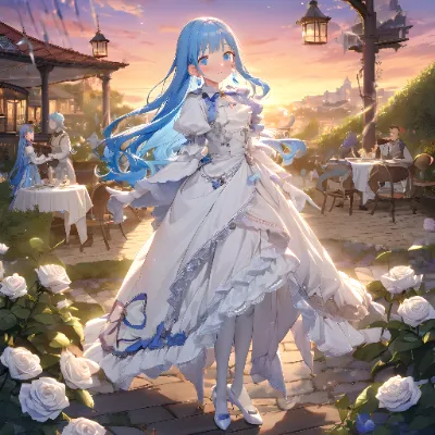 夕方のレストラン